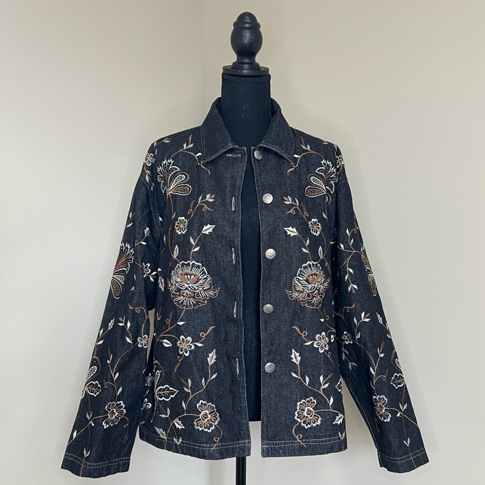 New Direction Denim Jacket Womens Black Medium Vintage